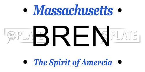 BREN Massachusetts License Plate