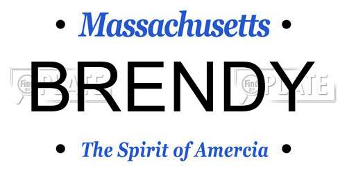 BRENDY Massachusetts License Plate