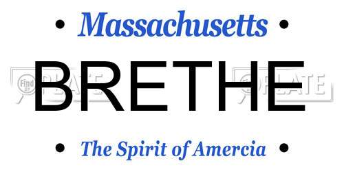 BRETHE Massachusetts License Plate