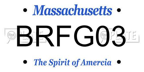 BRFG03 Massachusetts License Plate
