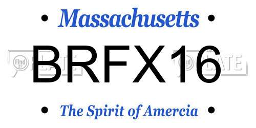 BRFX16 Massachusetts License Plate