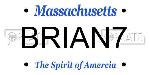 BRIAN7 Massachusetts License Plate