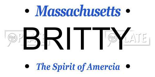 BRITTY Massachusetts License Plate