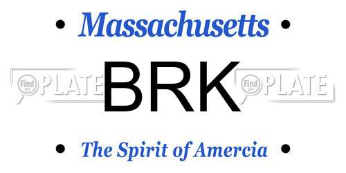 BRK Massachusetts License Plate
