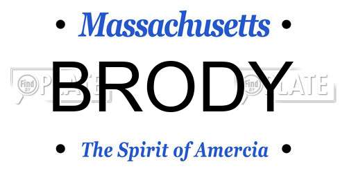 BRODY Massachusetts License Plate