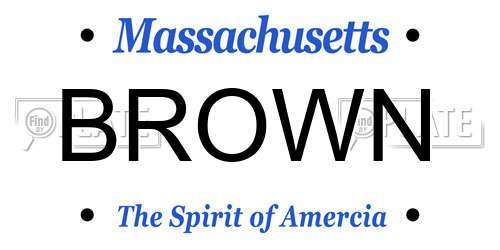 BROWN Massachusetts License Plate