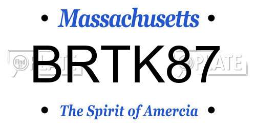 BRTK87 Massachusetts License Plate