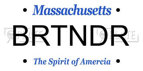 BRTNDR Massachusetts License Plate