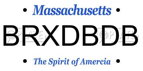 BRXDBDB Massachusetts License Plate