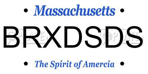 BRXDSDS Massachusetts License Plate