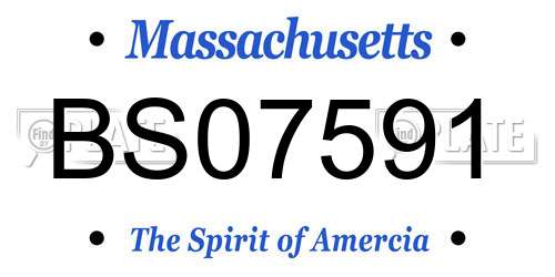BS07591 Massachusetts License Plate