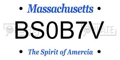 BS0B7V Massachusetts License Plate