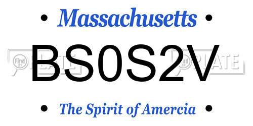 BS0S2V Massachusetts License Plate