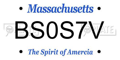 BS0S7V Massachusetts License Plate