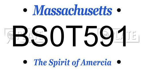 BS0T591 Massachusetts License Plate