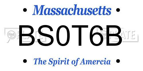 BS0T6B Massachusetts License Plate
