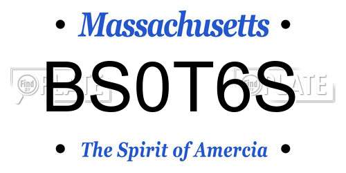 BS0T6S Massachusetts License Plate