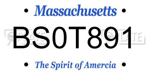 BS0T891 Massachusetts License Plate