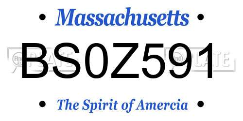 BS0Z591 Massachusetts License Plate