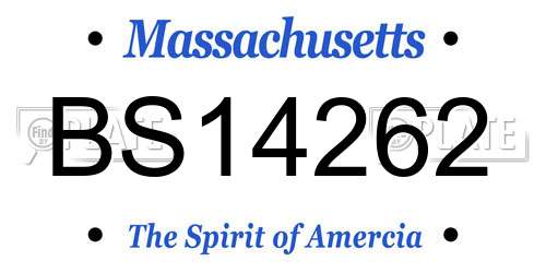 BS14262 Massachusetts License Plate