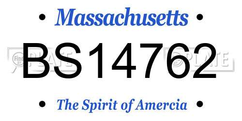 BS14762 Massachusetts License Plate