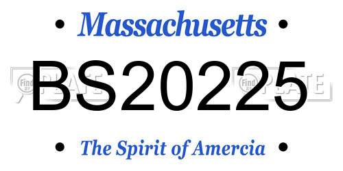 BS20225 Massachusetts License Plate
