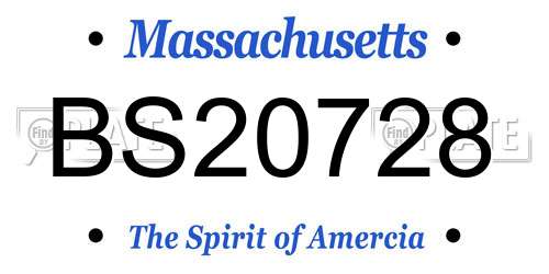 BS20728 Massachusetts License Plate