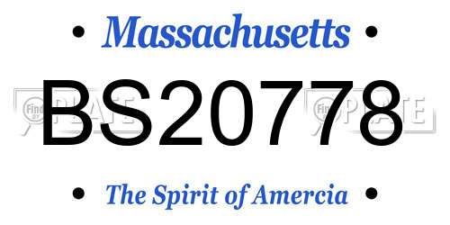 BS20778 Massachusetts License Plate