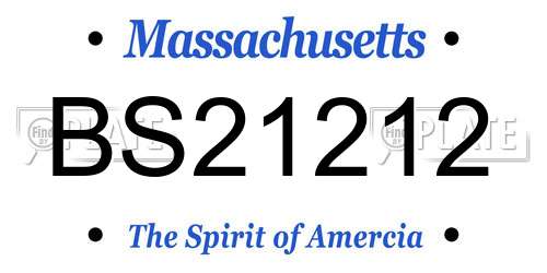 BS21212 Massachusetts License Plate