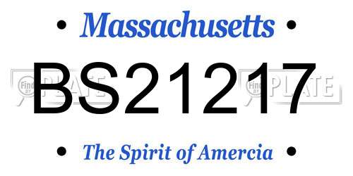 BS21217 Massachusetts License Plate