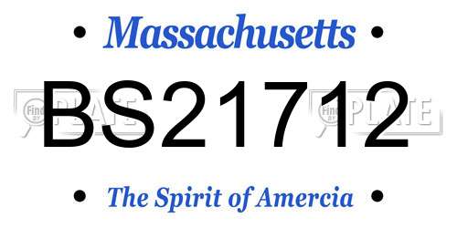 BS21712 Massachusetts License Plate