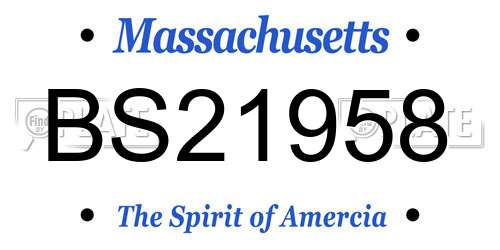 BS21958 Massachusetts License Plate