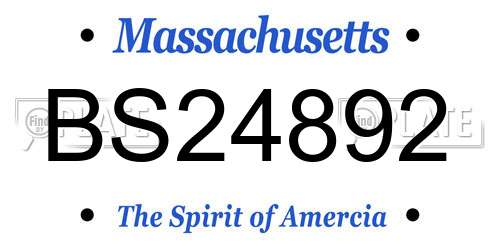 BS24892 Massachusetts License Plate