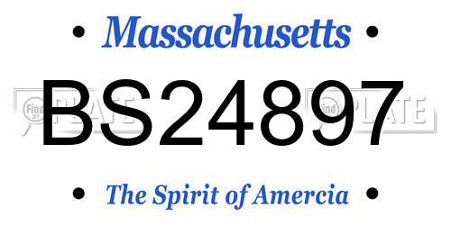 BS24897 Massachusetts License Plate