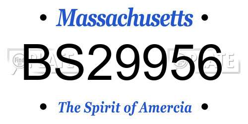 BS29956 Massachusetts License Plate