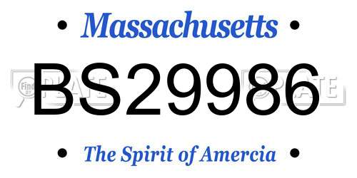 BS29986 Massachusetts License Plate