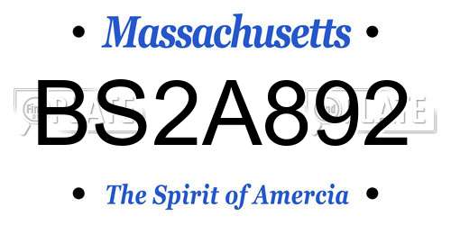 BS2A892 Massachusetts License Plate