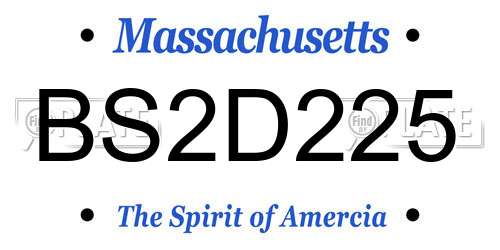 BS2D225 Massachusetts License Plate