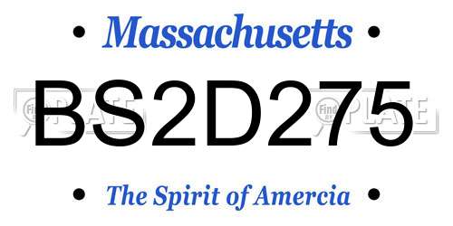 BS2D275 Massachusetts License Plate