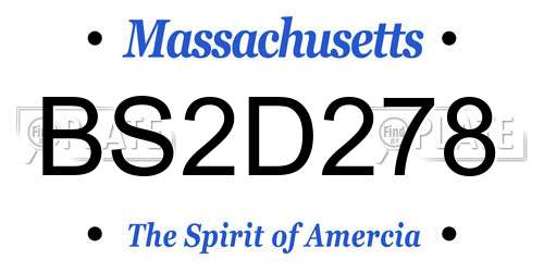 BS2D278 Massachusetts License Plate