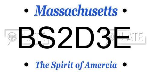 BS2D3E Massachusetts License Plate