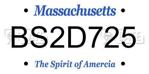 BS2D725 Massachusetts License Plate