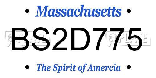 BS2D775 Massachusetts License Plate