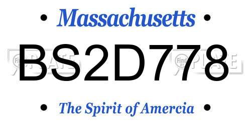 BS2D778 Massachusetts License Plate