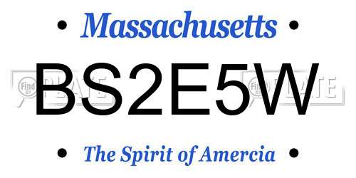 BS2E5W Massachusetts License Plate