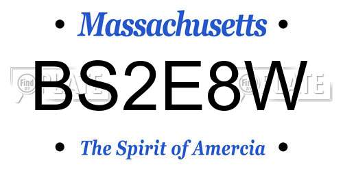 BS2E8W Massachusetts License Plate