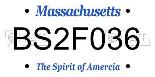 BS2F036 Massachusetts License Plate
