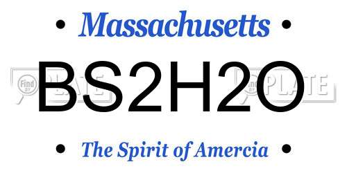 BS2H2O Massachusetts License Plate
