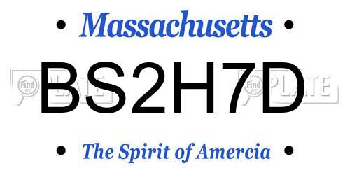 BS2H7D Massachusetts License Plate