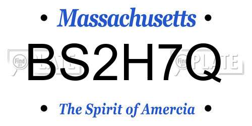 BS2H7Q Massachusetts License Plate